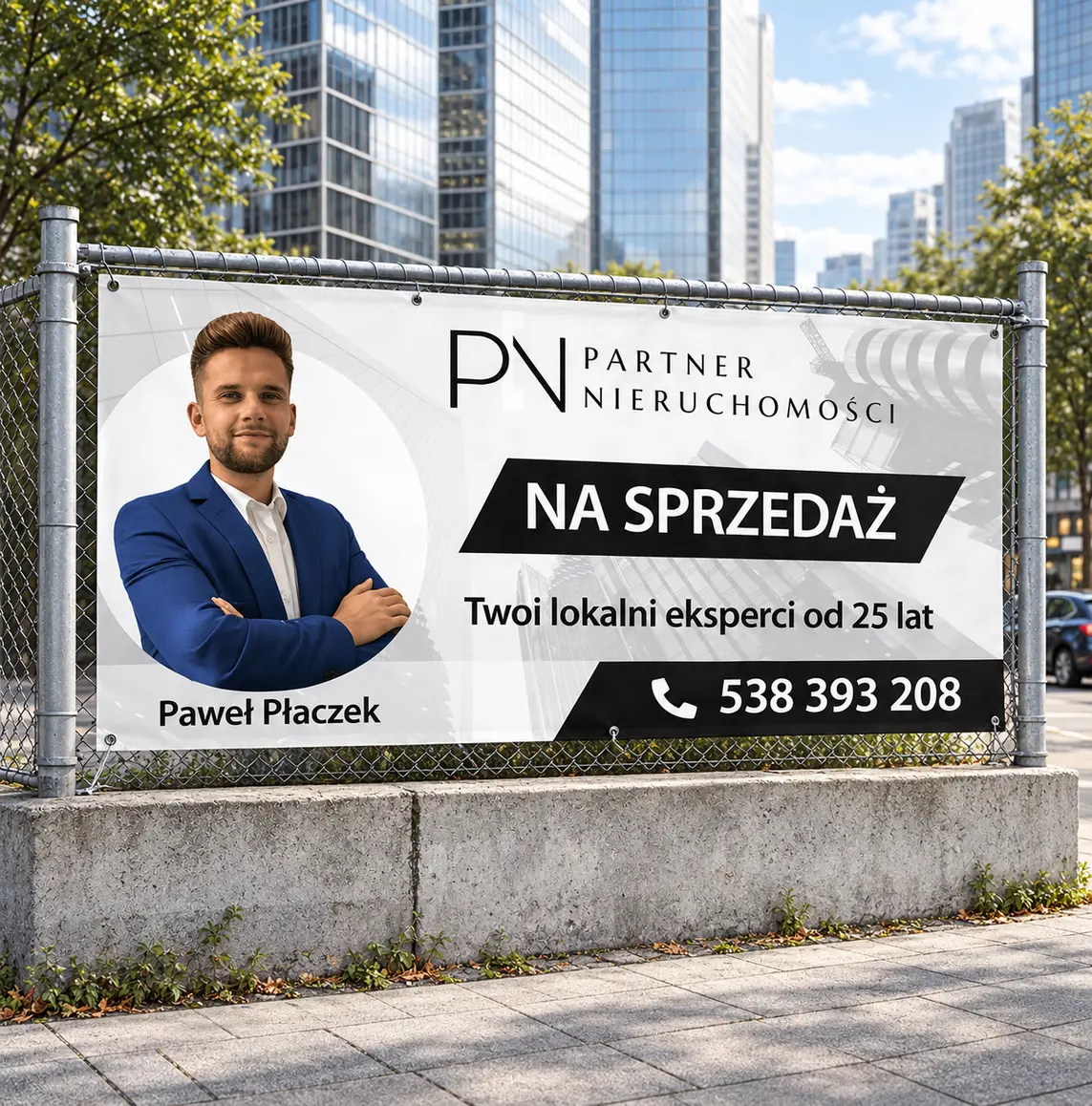 Projekt banera dla pośrednika nieruchomości — projekt graficzny