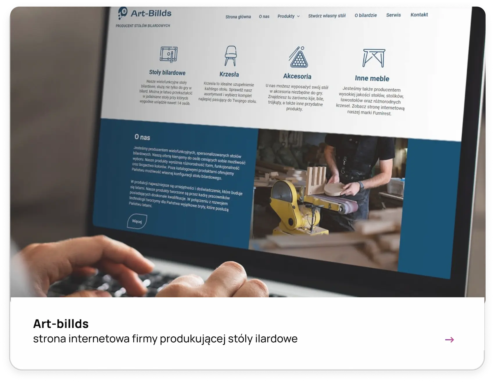 Witryna dla producenta stołów bilardowych