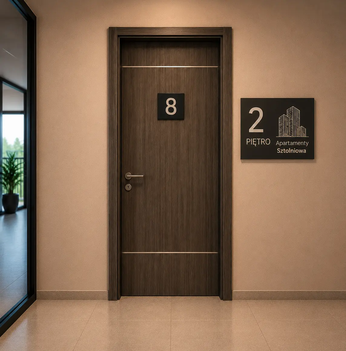 Tabliczki informacyjne dla Apartamentów Sztolniowa — realizacja reklamy tradycyjnej